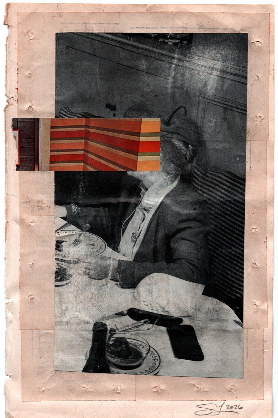 Original Mixed Media Modern Art Collage "Malversation" 5.75x9" Signed